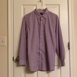 Arrow Purple White Striped Cotton-Blend Long Sleeve Button-Down Shirt 18-20 XL
